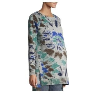 Time and Tru Maternity Long Sleeve Tunic Shirt Top XL Grey Tie Dye Soft Fleece